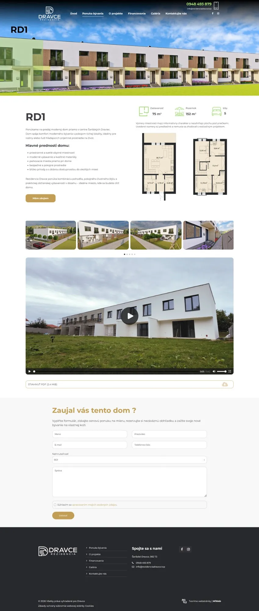 Rezidencia Dravce – stránka rodinného domu RD1